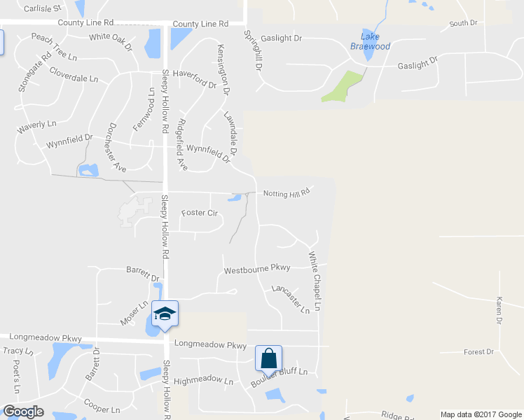 map of restaurants, bars, coffee shops, grocery stores, and more near 1480 Wynnfield Drive in Algonquin