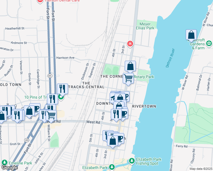 map of restaurants, bars, coffee shops, grocery stores, and more near 2457 4th Street in Trenton