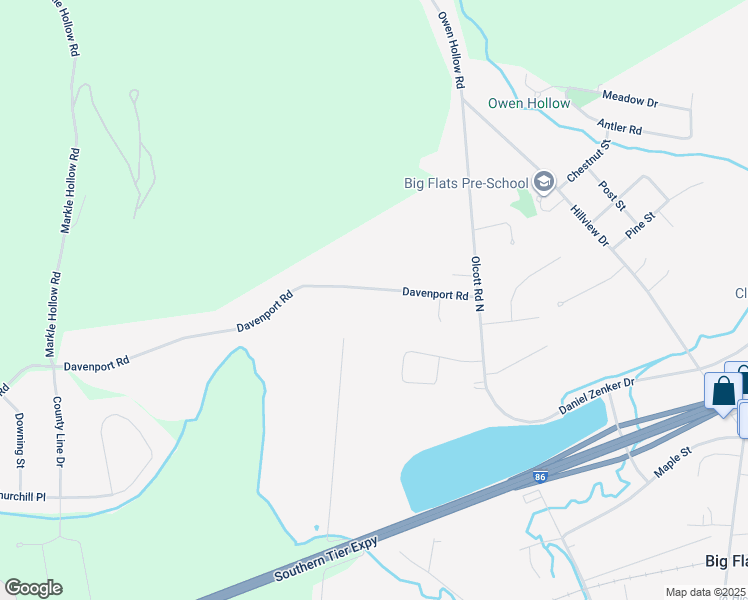 map of restaurants, bars, coffee shops, grocery stores, and more near 158 Davenport Road in Big Flats