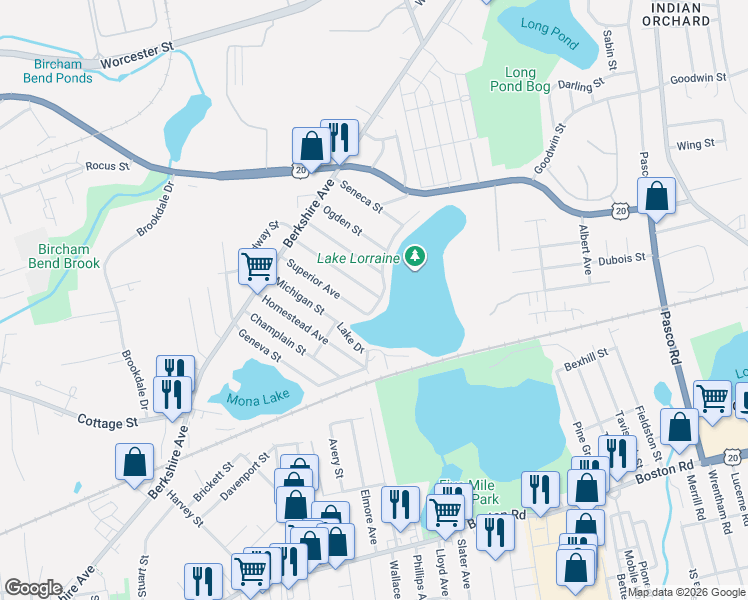 map of restaurants, bars, coffee shops, grocery stores, and more near 110 Lorimer Street in Springfield