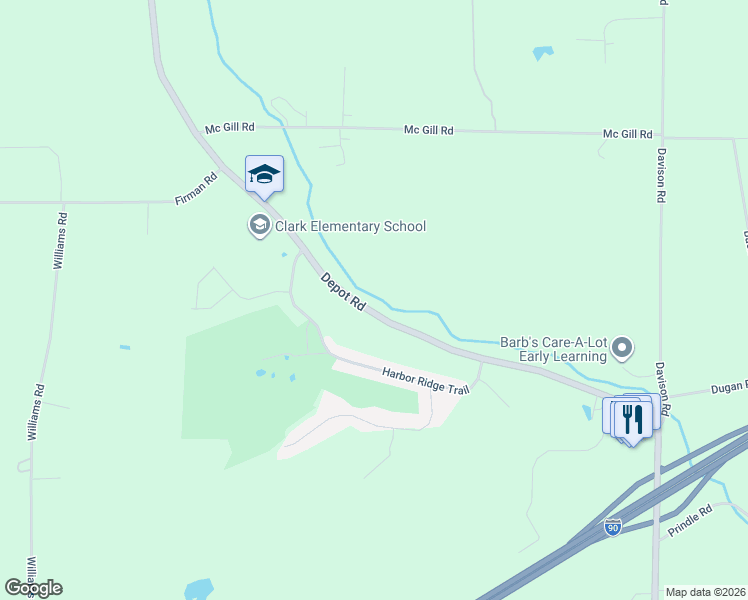 map of restaurants, bars, coffee shops, grocery stores, and more near 3801 Depot Rd in Erie