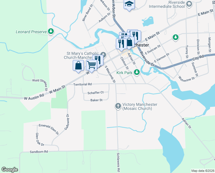 map of restaurants, bars, coffee shops, grocery stores, and more near 320 Schaffer Court in Manchester