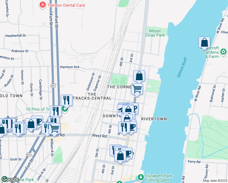 map of restaurants, bars, coffee shops, grocery stores, and more near 2457 4th Street in Trenton