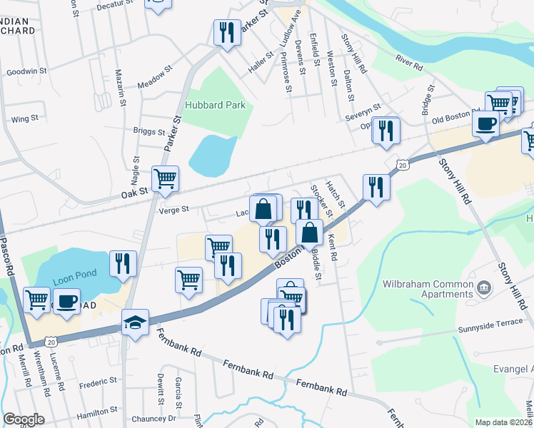 map of restaurants, bars, coffee shops, grocery stores, and more near 179 Verge Street in Springfield