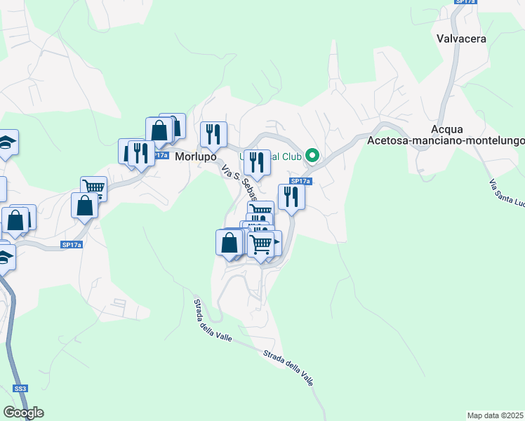 map of restaurants, bars, coffee shops, grocery stores, and more near 2 Via Pio la Torre in Morlupo