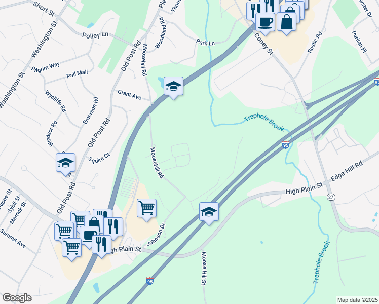map of restaurants, bars, coffee shops, grocery stores, and more near 2000 Cricket Lane in Walpole