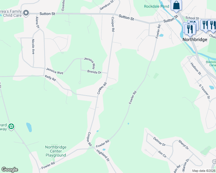 map of restaurants, bars, coffee shops, grocery stores, and more near 298 Cooper Road in Northbridge