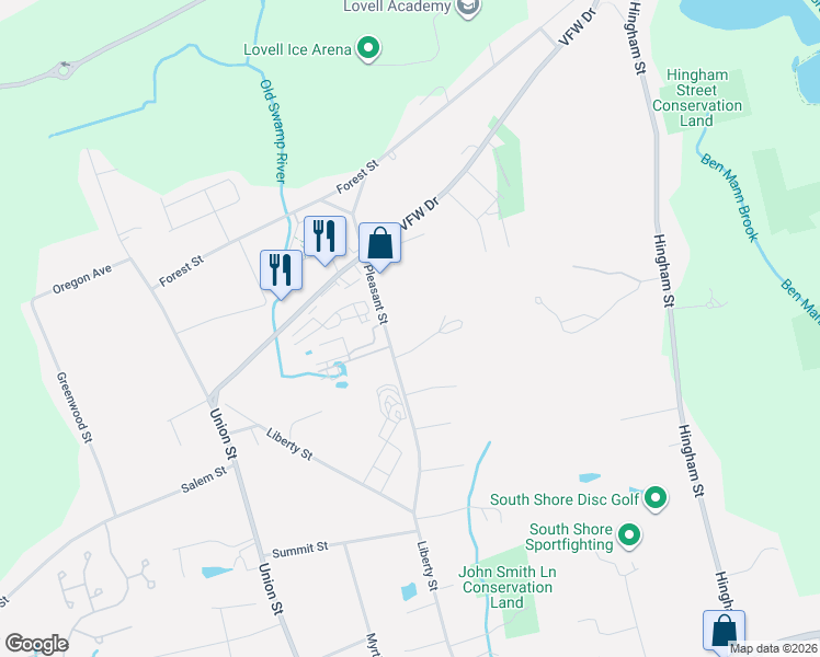 map of restaurants, bars, coffee shops, grocery stores, and more near 2 Rock View Way in Rockland