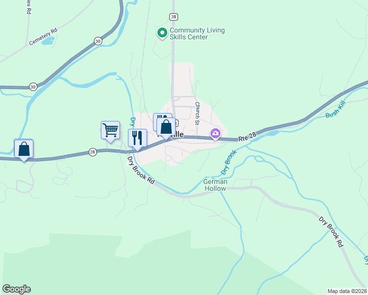 map of restaurants, bars, coffee shops, grocery stores, and more near 30 Franks Street in Arkville