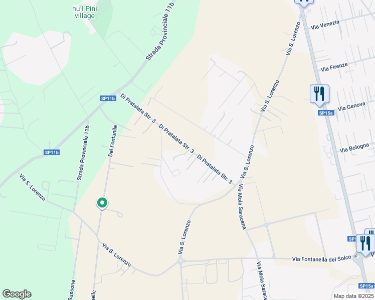 map of restaurants, bars, coffee shops, grocery stores, and more near 21 Di Pratalata Strada 3 in Città metropolitana di Roma Capitale