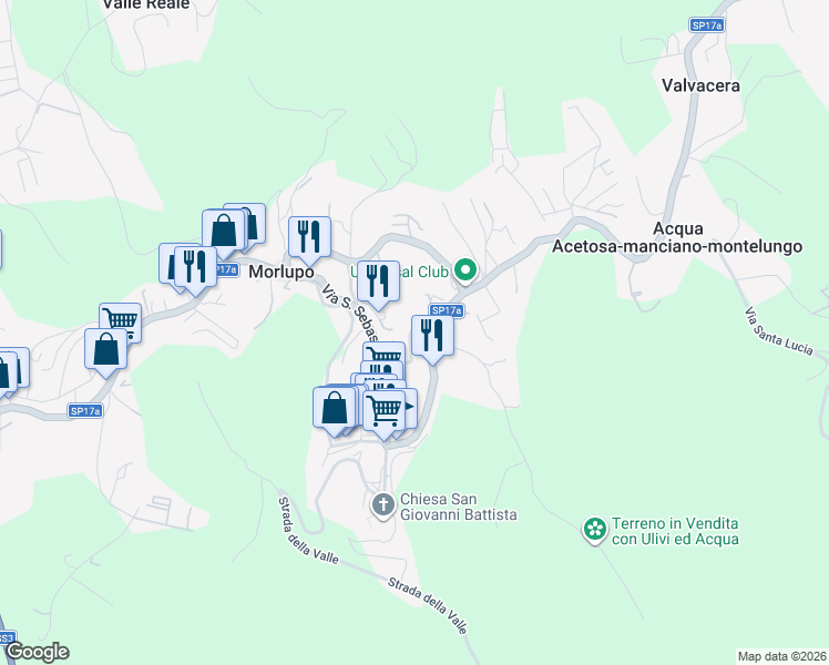 map of restaurants, bars, coffee shops, grocery stores, and more near 5 Via D. A. Venturini in Morlupo