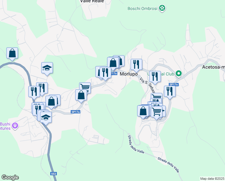 map of restaurants, bars, coffee shops, grocery stores, and more near 28 Via A. Gramsci in Morlupo