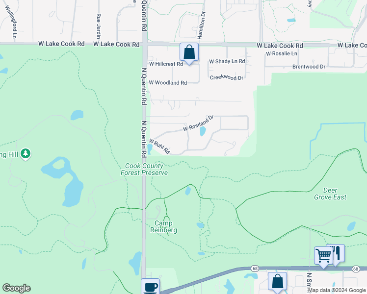 map of restaurants, bars, coffee shops, grocery stores, and more near 1918 North Meryls Terrace in Palatine