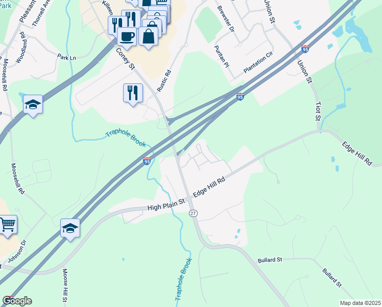 map of restaurants, bars, coffee shops, grocery stores, and more near 3131 Avalon Drive in Sharon