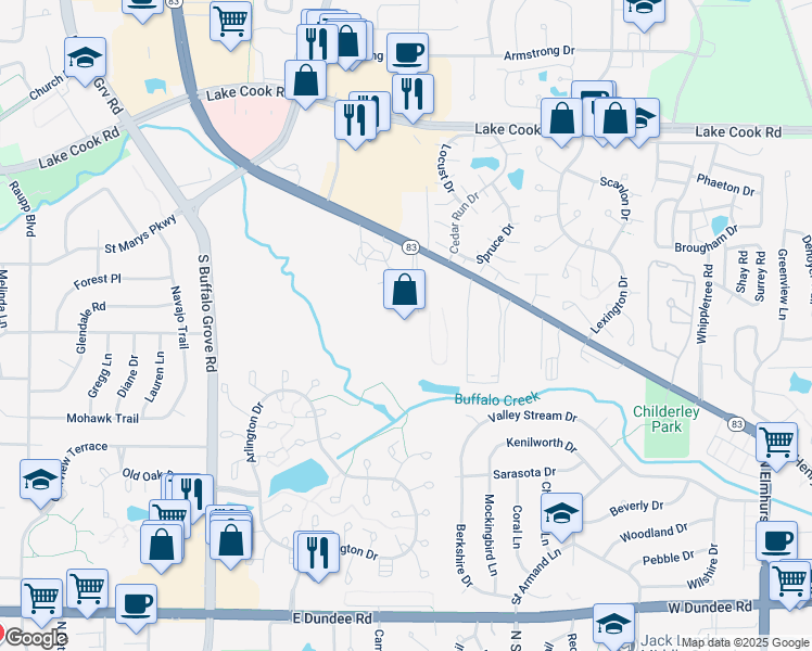map of restaurants, bars, coffee shops, grocery stores, and more near 910 McHenry Road in Wheeling