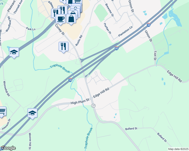 map of restaurants, bars, coffee shops, grocery stores, and more near 3131 Avalon Drive in Sharon