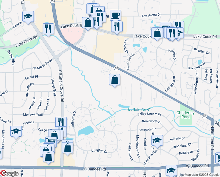 map of restaurants, bars, coffee shops, grocery stores, and more near 910 McHenry Road in Wheeling