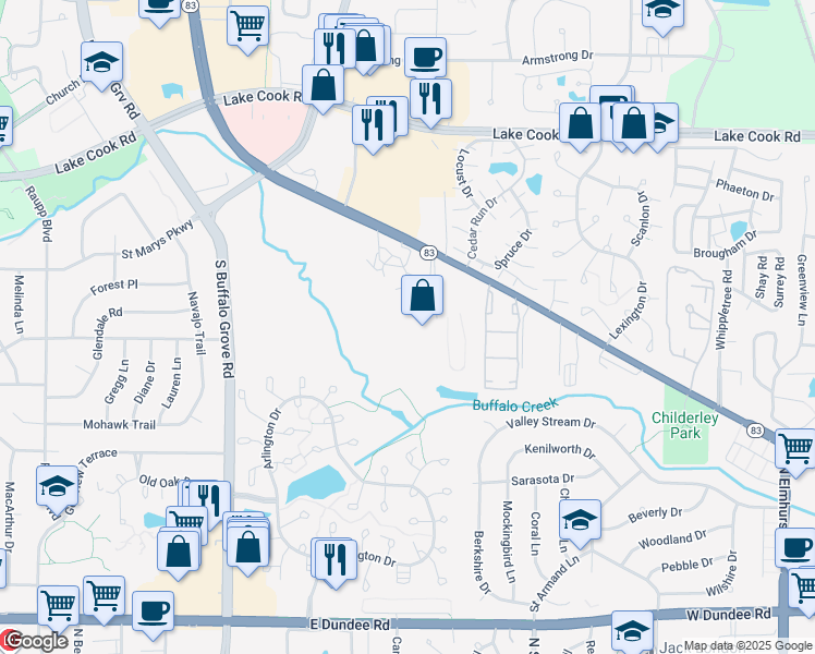 map of restaurants, bars, coffee shops, grocery stores, and more near 910 McHenry Road in Wheeling
