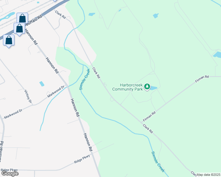 map of restaurants, bars, coffee shops, grocery stores, and more near 2831 Clark Road in Erie