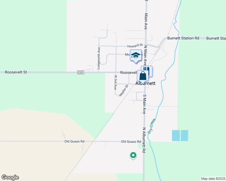 map of restaurants, bars, coffee shops, grocery stores, and more near 117 North 3rd Avenue in Alburnett
