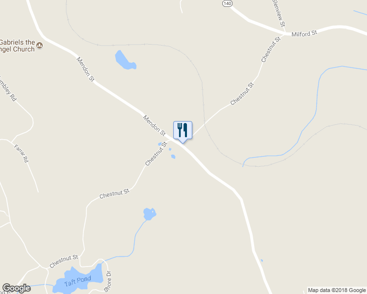 map of restaurants, bars, coffee shops, grocery stores, and more near 238 Mendon Street in Upton