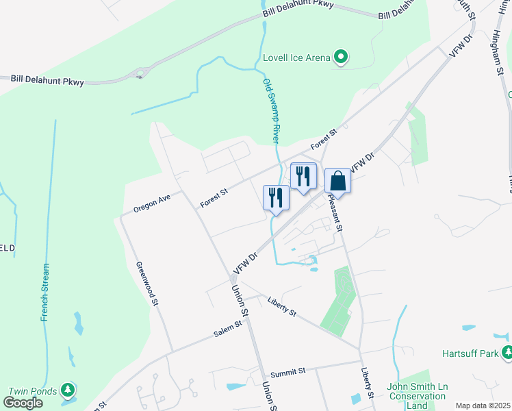 map of restaurants, bars, coffee shops, grocery stores, and more near 152 Lincoln Road in Rockland