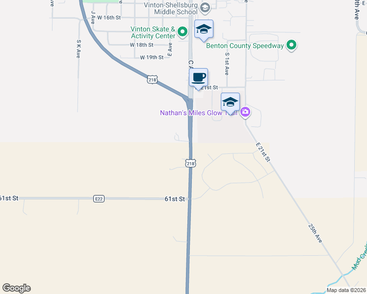 map of restaurants, bars, coffee shops, grocery stores, and more near 6035 24th Avenue in Vinton