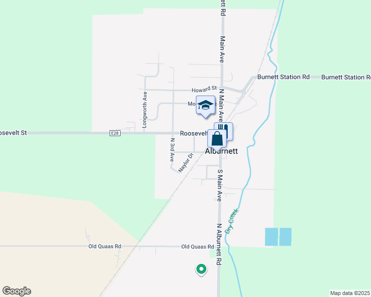 map of restaurants, bars, coffee shops, grocery stores, and more near 205 1st Street in Alburnett