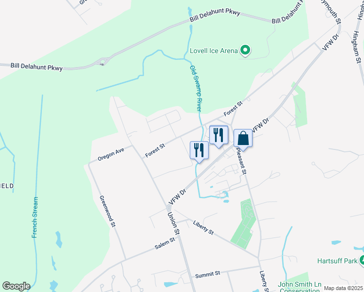 map of restaurants, bars, coffee shops, grocery stores, and more near 152 Lincoln Road in Rockland
