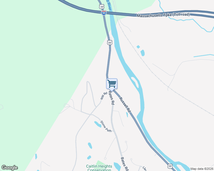 map of restaurants, bars, coffee shops, grocery stores, and more near 1244 Russell Road in Westfield