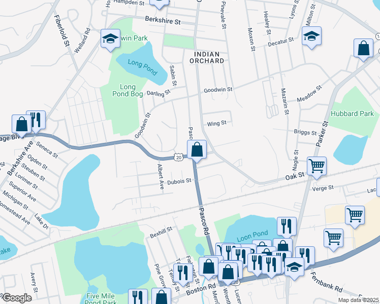map of restaurants, bars, coffee shops, grocery stores, and more near 2257 Page Boulevard in Springfield