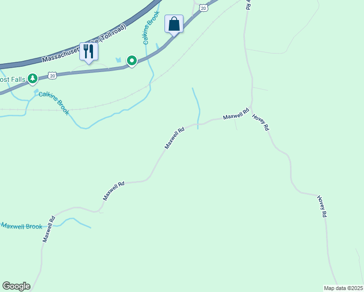 map of restaurants, bars, coffee shops, grocery stores, and more near 121 Maxwell Road in Monson