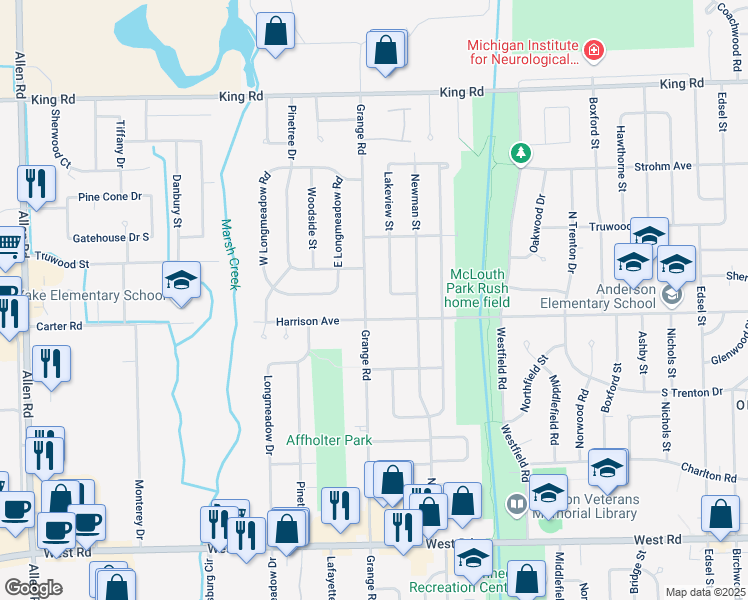 map of restaurants, bars, coffee shops, grocery stores, and more near 3508 Harrison Avenue in Trenton
