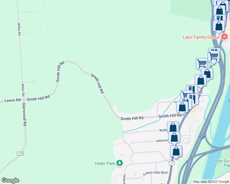 map of restaurants, bars, coffee shops, grocery stores, and more near 177 Smith Hill Road in Binghamton
