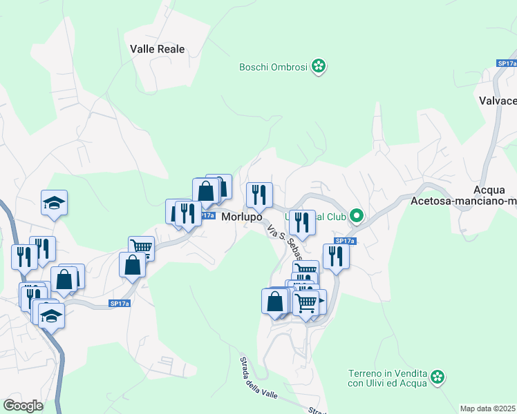 map of restaurants, bars, coffee shops, grocery stores, and more near 24/B Via del Mattatoio in Morlupo
