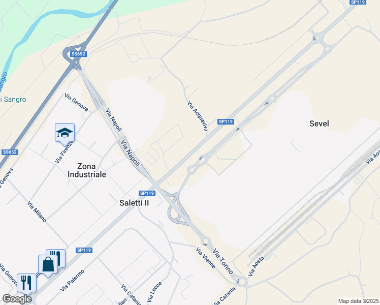 map of restaurants, bars, coffee shops, grocery stores, and more near 58 bis Contrada Saletti in Provincia di Chieti