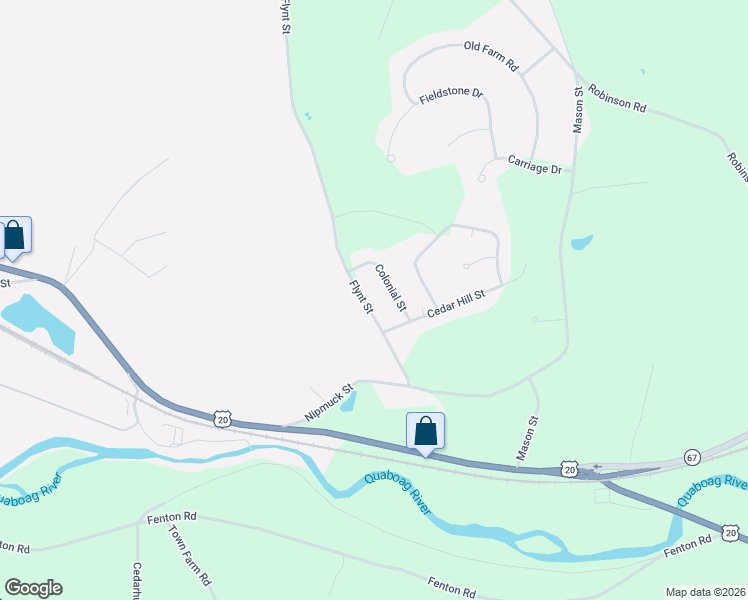 map of restaurants, bars, coffee shops, grocery stores, and more near 326 Flynt Street in Palmer