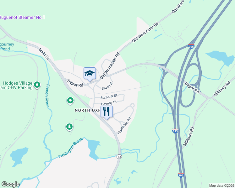 map of restaurants, bars, coffee shops, grocery stores, and more near 21 Bailey Road in Oxford