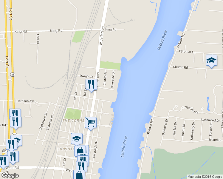 map of restaurants, bars, coffee shops, grocery stores, and more near 101 George Street in Trenton