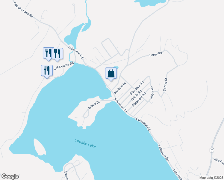 map of restaurants, bars, coffee shops, grocery stores, and more near 268 Birch Hill Road in Craryville