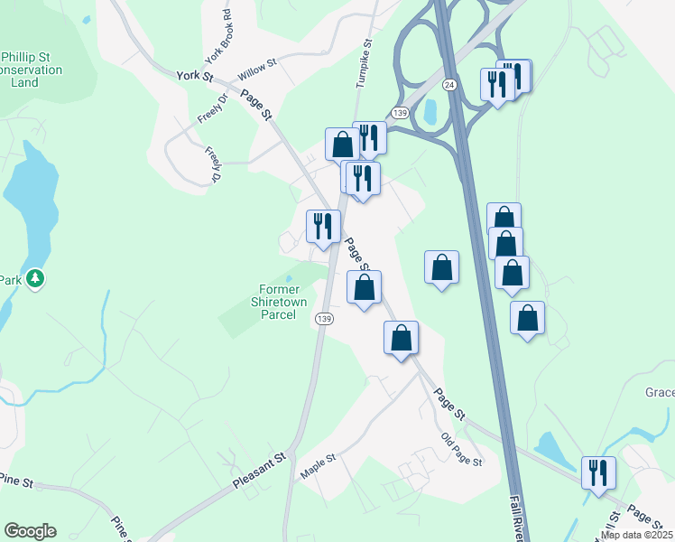 map of restaurants, bars, coffee shops, grocery stores, and more near 1495 Turnpike Street in Stoughton