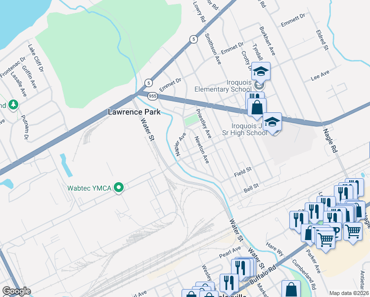 map of restaurants, bars, coffee shops, grocery stores, and more near 856 Rumsey Avenue in Erie