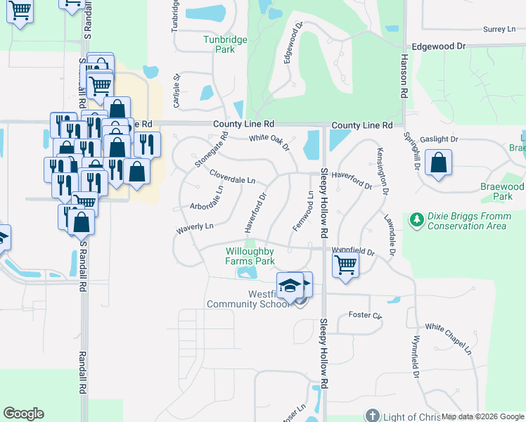 map of restaurants, bars, coffee shops, grocery stores, and more near 1810 Dorchester Avenue in Algonquin