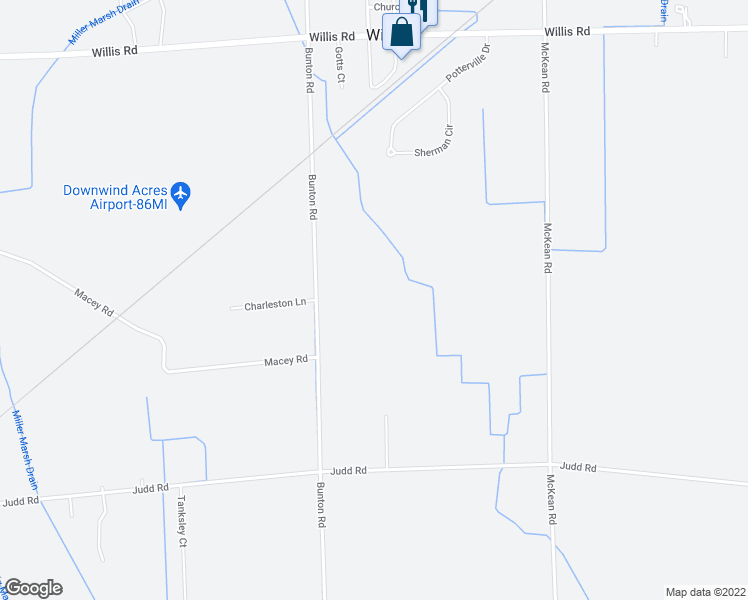 map of restaurants, bars, coffee shops, grocery stores, and more near 9481 Bunton Road in Augusta Charter Township