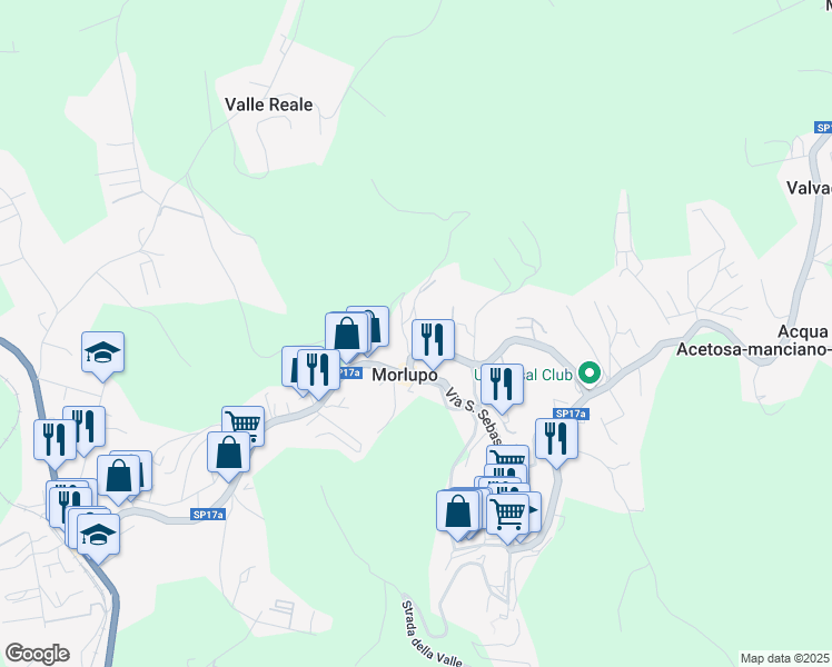 map of restaurants, bars, coffee shops, grocery stores, and more near 24/B Via del Mattatoio in Morlupo