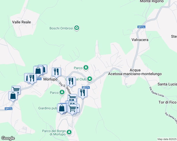 map of restaurants, bars, coffee shops, grocery stores, and more near 24 Via Umberto Boccioni in Morlupo