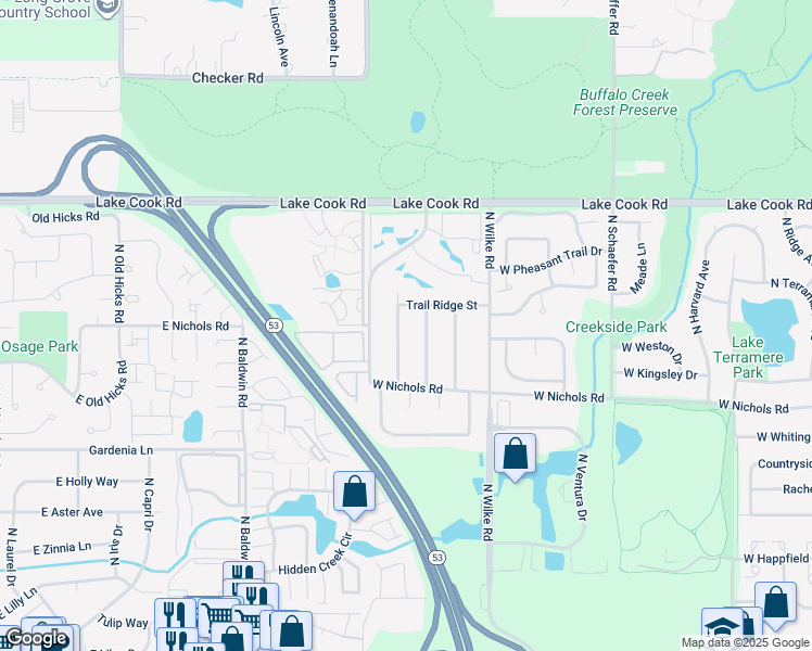 map of restaurants, bars, coffee shops, grocery stores, and more near 3967 North Galesburg Avenue in Arlington Heights