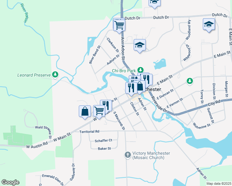 map of restaurants, bars, coffee shops, grocery stores, and more near 209 North Washington Street in Manchester