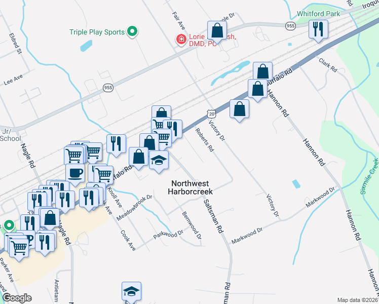 map of restaurants, bars, coffee shops, grocery stores, and more near 1976 78 Forbes St in Erie