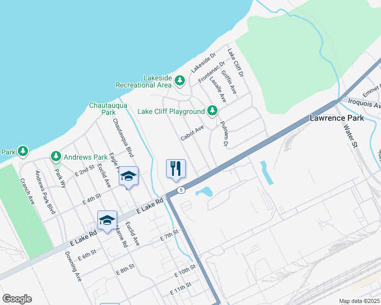 map of restaurants, bars, coffee shops, grocery stores, and more near 401 Halley St in Erie